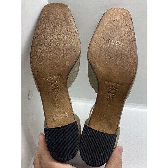 VanEli Beige Square Toe Block Heel Pumps Vintage 90’s Size 7.5N Dress Shoes - Picture 10 of 10